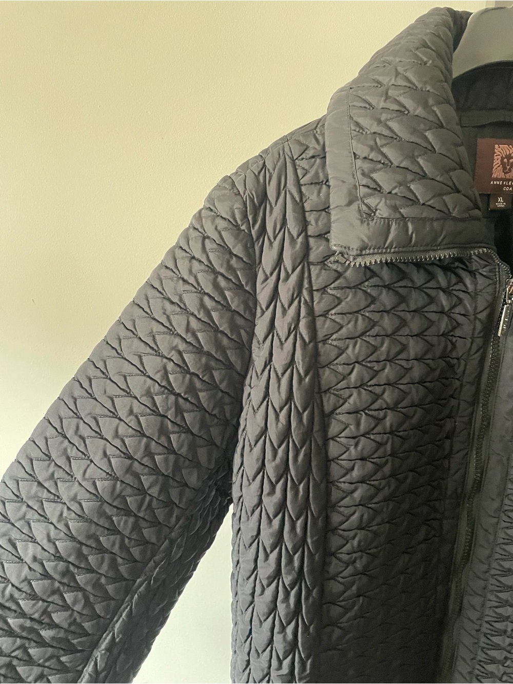Anne Klein Textured Quilted Geometric Zip Jacket XL Black - Picture 4 of 11